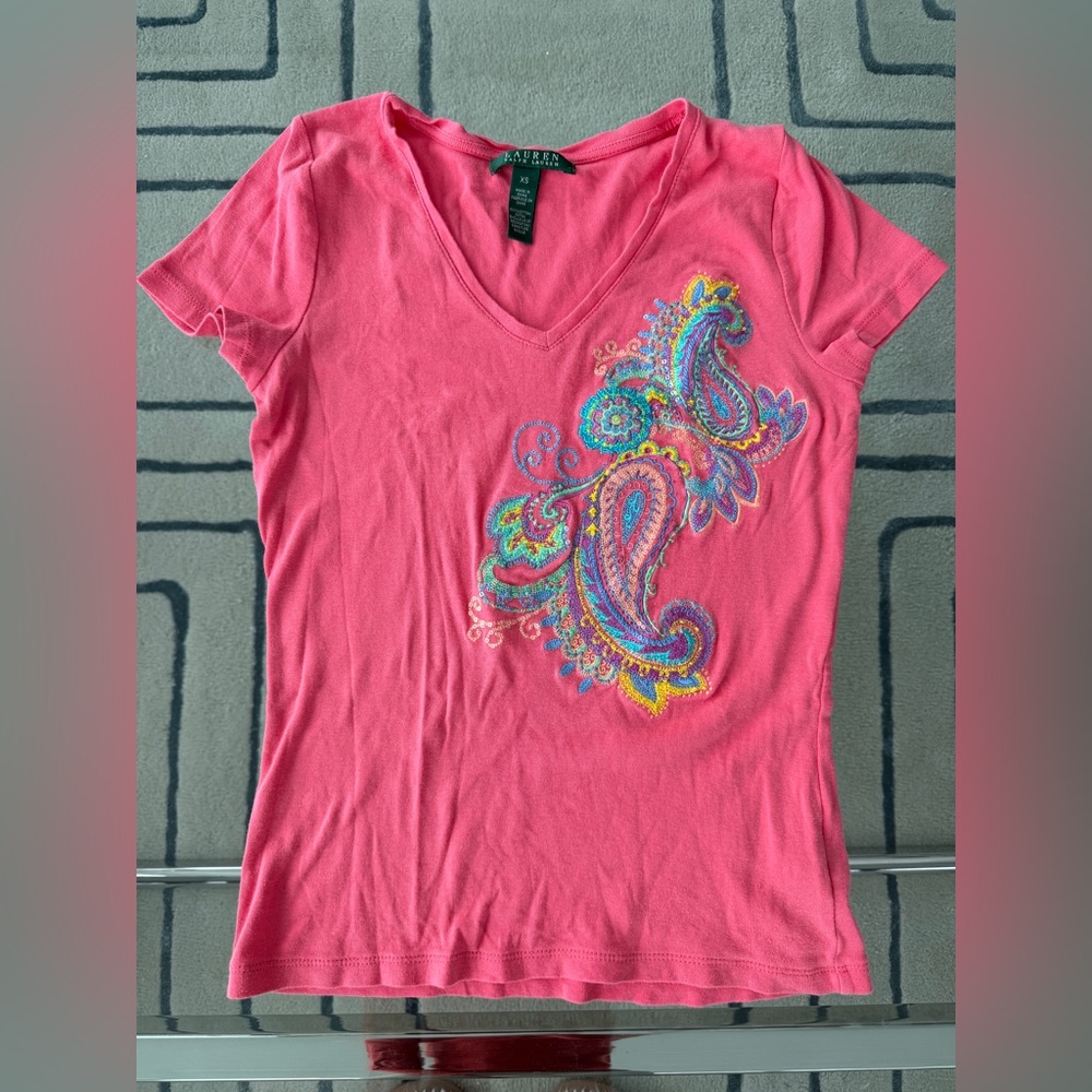 Ralph Lauren Pink Paisley Short Sleeve Tee